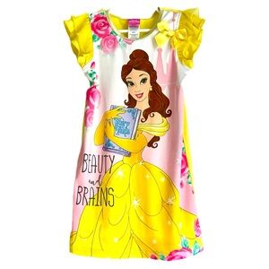 Disney Princess Belle Beauty & Beast Flutter Sleeve Nightgown Yellow Girl’s XS